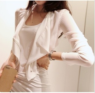 Free Shipping Ladies Chiffon jackets White all match S M size outerwear