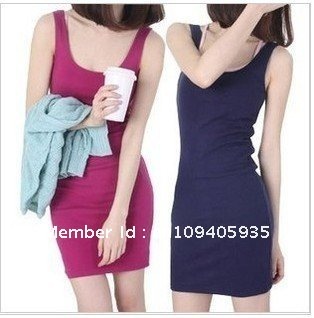 Free shipping Ladies  Cotton Solid Color Jumper Skirt / T-Shirt/Summer Dress