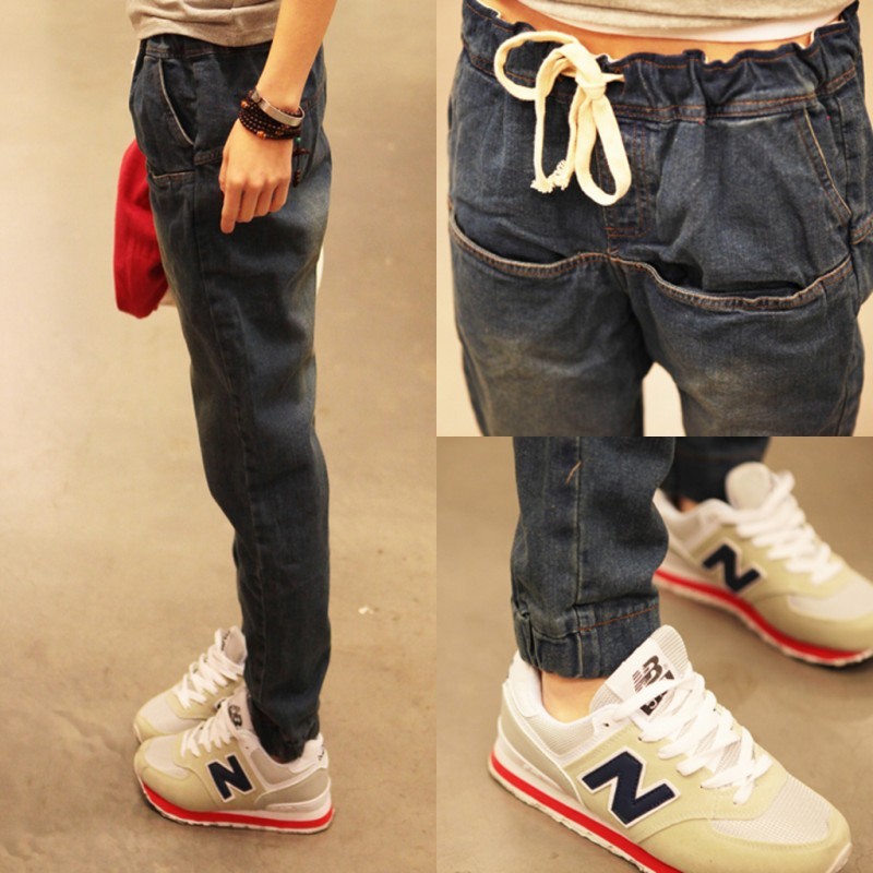 Free Shipping Ladies denim trousers fashion loose elastic fashion all-match jeans female