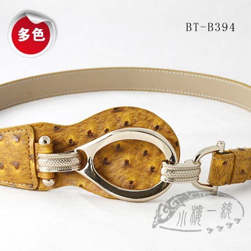 Free shipping ladies' fashion belts Women Gold Metal Ostrich Skin Faux Leather Belts  dBT-B394d