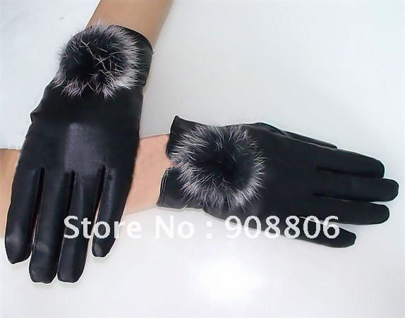 Free Shipping Ladies Fashion Leather Goves winter gloves