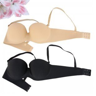 Free shipping Ladies Seamless Bra Push up Adjustable black beige X062