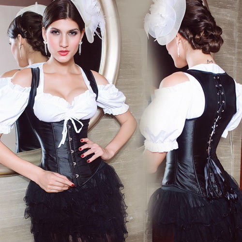 free shipping ladies sexy corsets black satin underbust corset bustier Size 3XL 4XL 5XL 6XL