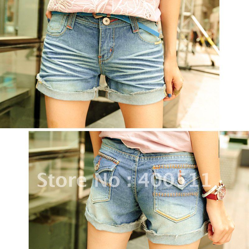 free shipping ladies water wash wearing denim shorts d2033