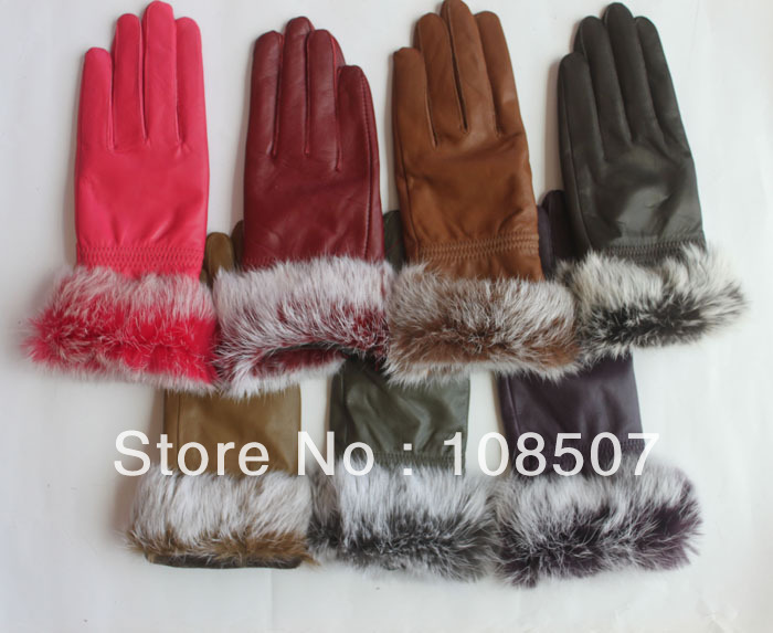 free shipping lady and women'' hot sale genuine sheep leather warm gloves 5pairs/lot