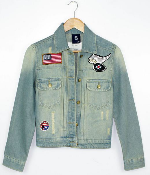 Free shipping Lady jeans jackets Hot-selling S,M,L size blue slim long-sleeve personalized all-match denim short jacket angel