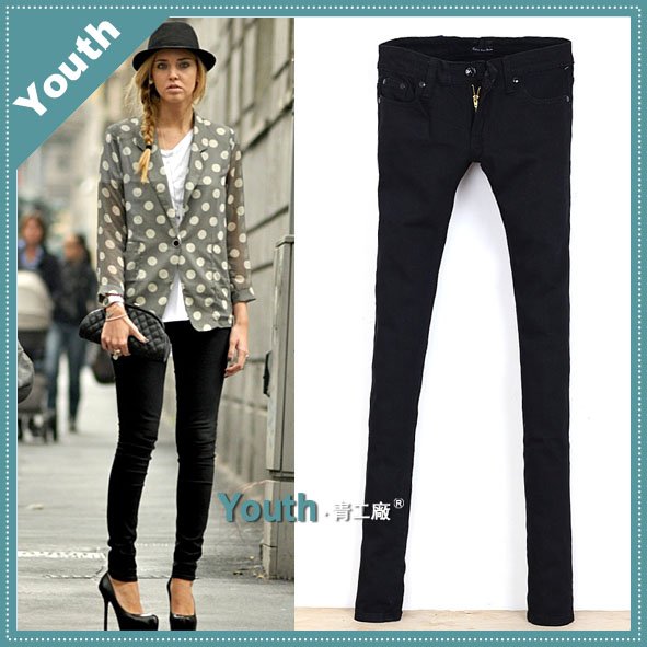 free shipping lady low waist pencil trousers/lady pants/slim jeans/designer brand jeans/denim