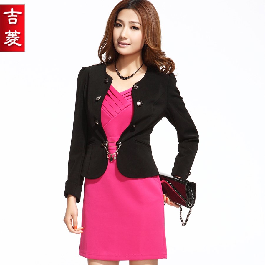 free shipping lady Nsutite 2012 women's set one-piece dress ol suit beauty services professional set 8613