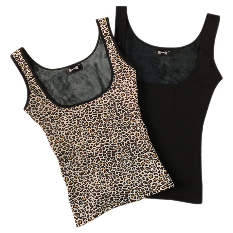 Free shipping Lady's body shaping abdomen drawing women's leopard print thermal vest female thickening plus velvet