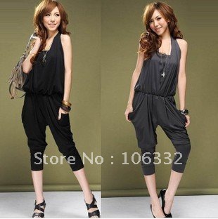 Free Shipping Lady's Hot Fashion Halter Design Blouse Jumpsuit Romper Women's jumpsuit overall