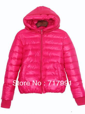 Free Shipping Lady's New Winter Rose Red Sweater Hooded and Cuffs Padded Jacket