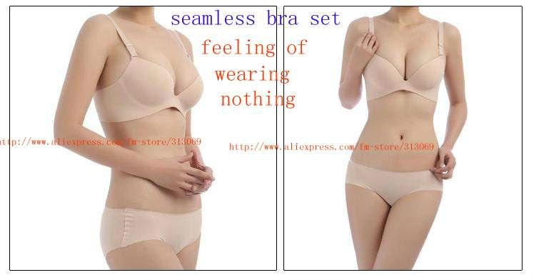 Free shipping, lady's seamless bra set, A chip non-trace bra set, wholesale 1set