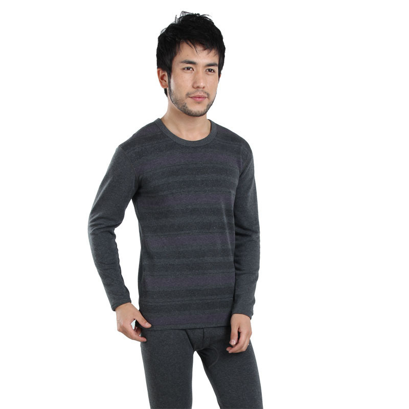 Free Shipping LANGSHA male fashion o-neck thermal underwear set thickening plus velvet autumn and winter mk10559-2