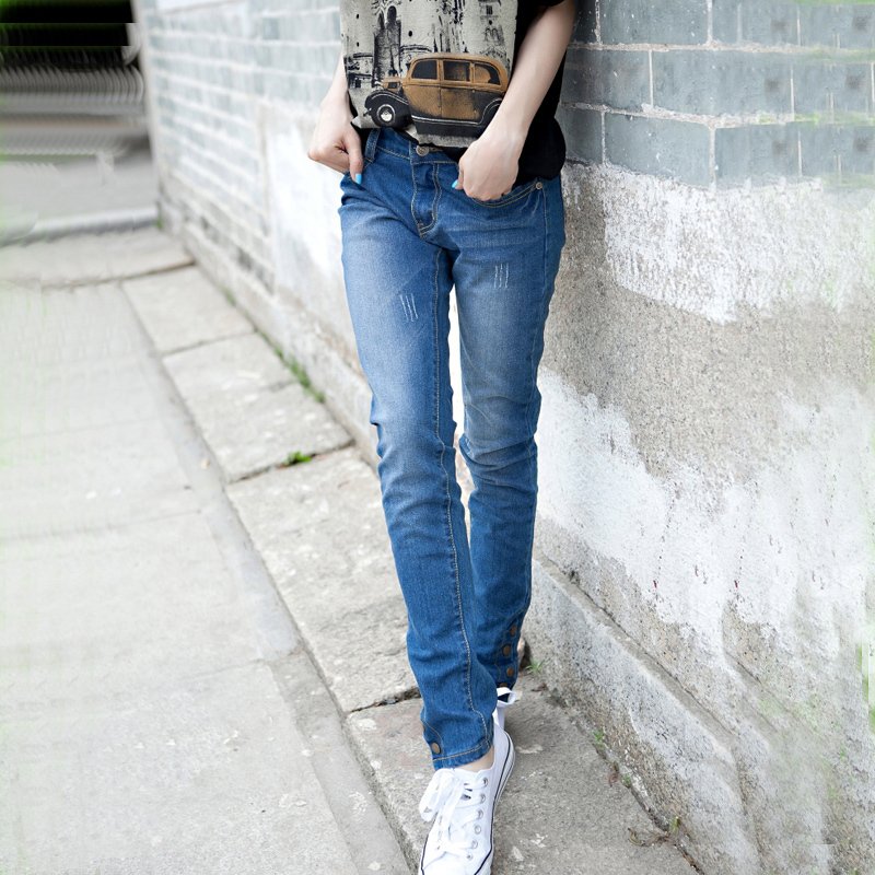 Free Shipping Large casual tight skinny pants pencil pants denim female