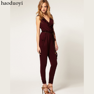 Free Shipping Large size women's spring and summer in Europe and America Slim Harlan Jumpsuit