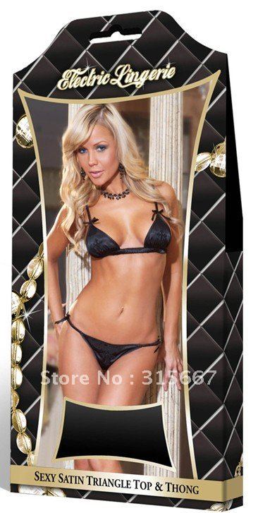 free shipping lastest model Sexy lingeries, Sexy satin triangel top&Thong  L410