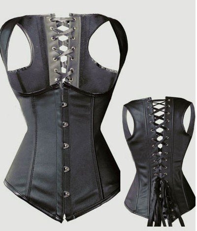 Free shipping! Leather Cincher Underbust Corset Steel Boned Corset Sexy Lingerie Leather Lingerie wholesale retail 8229