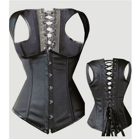 Free shipping! Leather Cincher Underbust Corset Steel Boned Corset Sexy Lingerie Leather Lingerie wholesale retail 8229