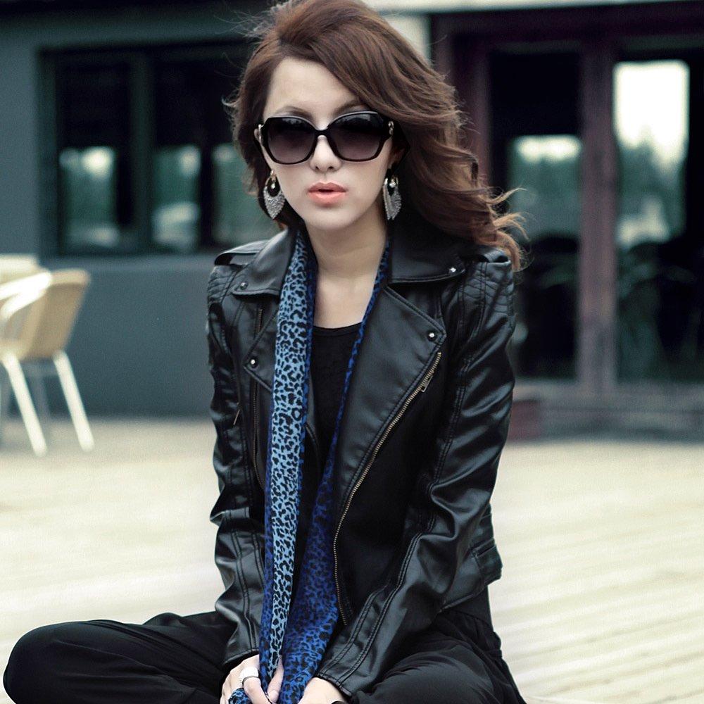 Free shipping Leather clothing 2012 slim short design turn-down collar small leather clothing women's motorcycle jacket 1f1011c0