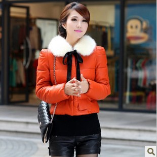 Free shipping leather clothing female short design leather clothing  PU clothing thickening leather wadded jacket