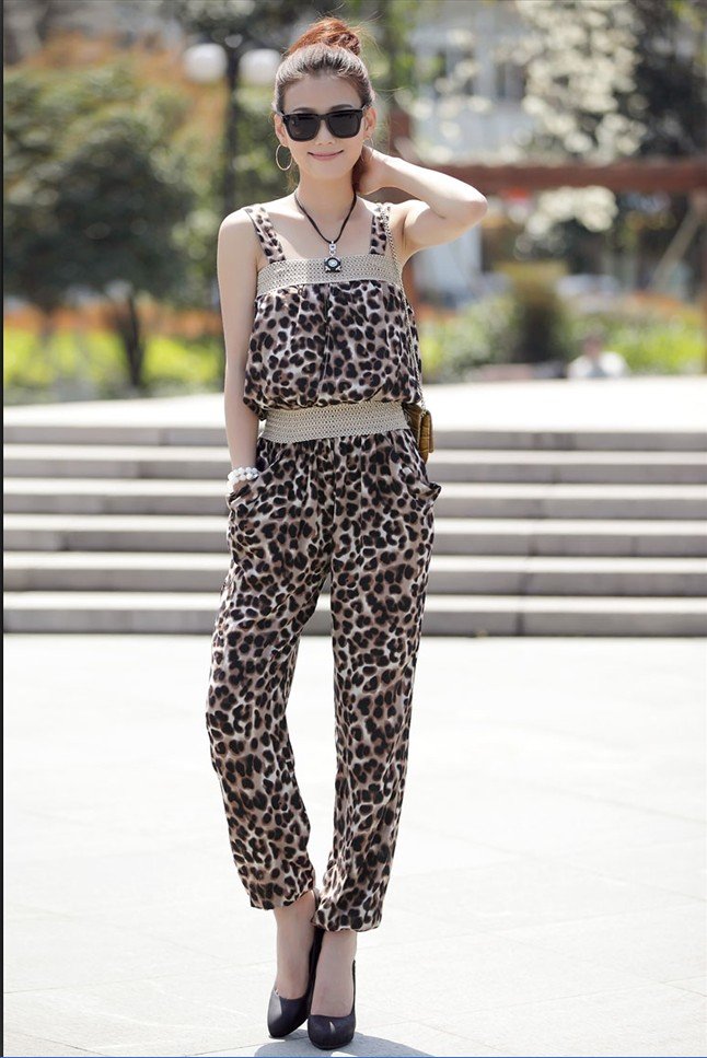 Free shipping Leopard  jumpsuits overall,women shorts,women jumpsuits  902058-CS-B0063