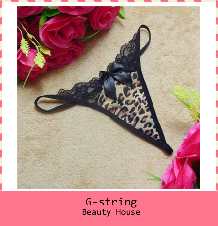 Free shipping Leopard Lace Sexy Lingerie women's lady's Underwear Lace Flower G-string/Thong Black with white spots Z0016