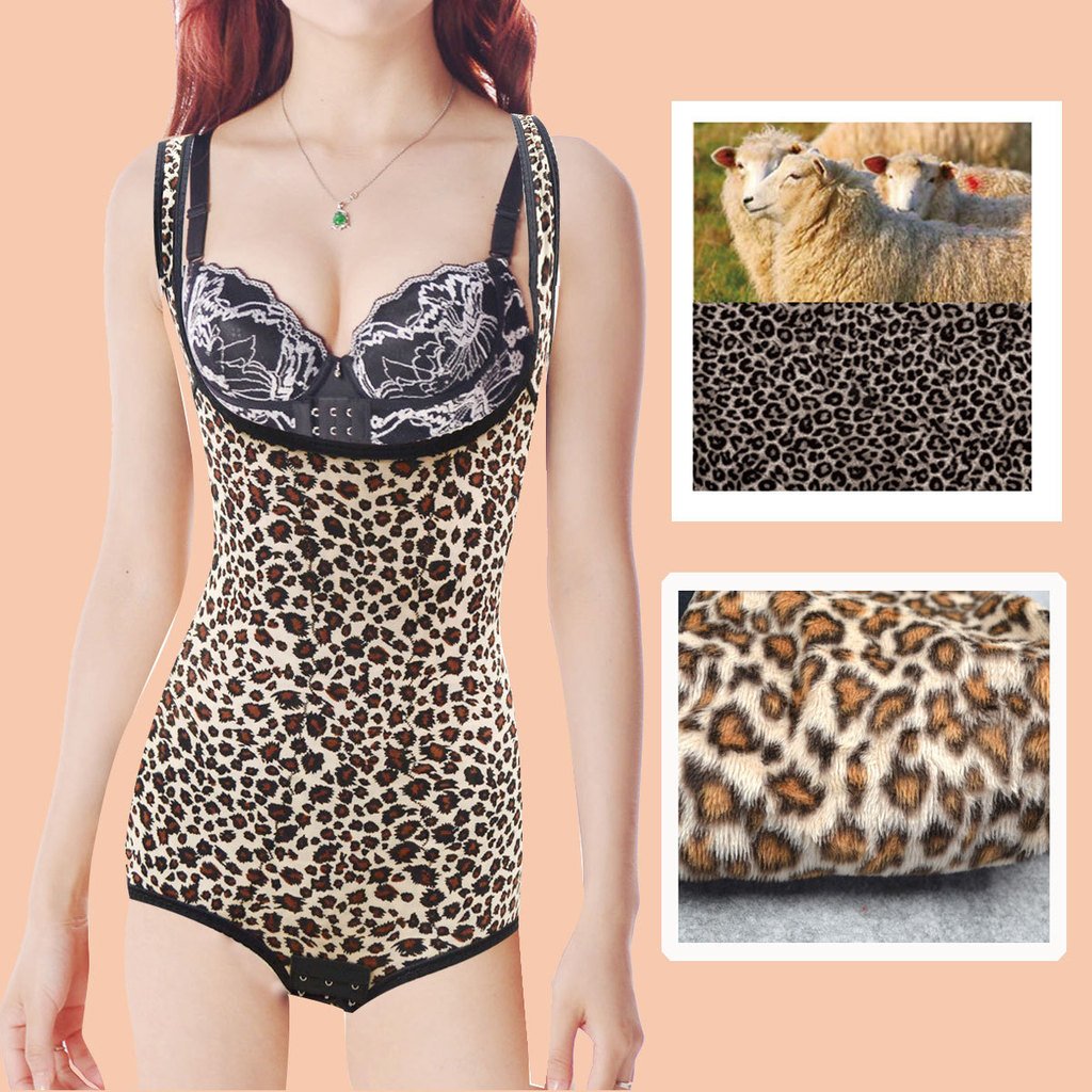 Free Shipping Leopard print thermal shaper plus velvet corset underwear thickening slimming  abdomen  V029