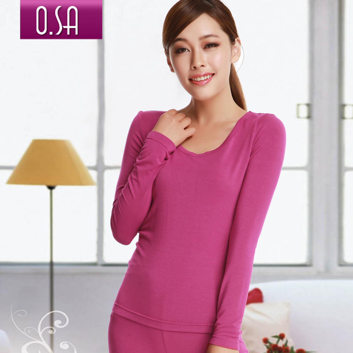 Free shipping Lightmindedness osa2011 winter slim o-neck ultra-thin thermal underwear set female st10716