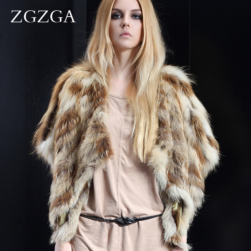 free shipping  limited edition fox fur knitted fur cape