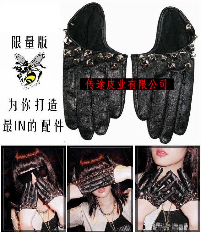 Free shipping Limited edition women's ds gulps half leather gloves personalized gloves