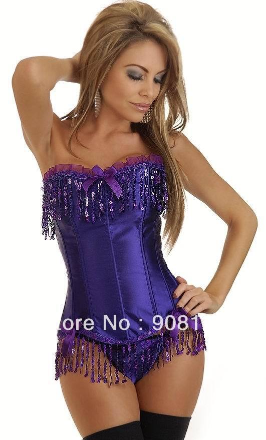 Free shipping!Lingerie , Bustiers ,  Satin Embroidered Corset - Overbust Corsets Wholesale or retail