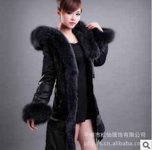 Free shipping Long Down Belted Winter Jacket