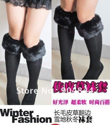 free shipping Long hair fur flanging long fur socks many style of the fur  women's sock   200pcs/lot