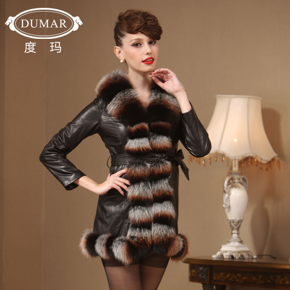 free shipping Long-sleeve leather clothing fox fur sheepskin genuine leather fur female plus size outerwear py0680