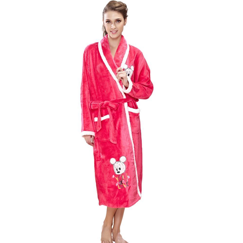 Free shipping  long-sleeve women's coral fleece sleepwear robe bathrobes medium-long derlook robed 6822