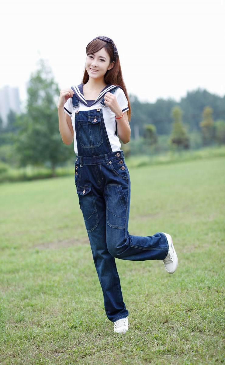 Free shipping loose big yards denim overalls denim overalls trousers overalls trousers female models-G259