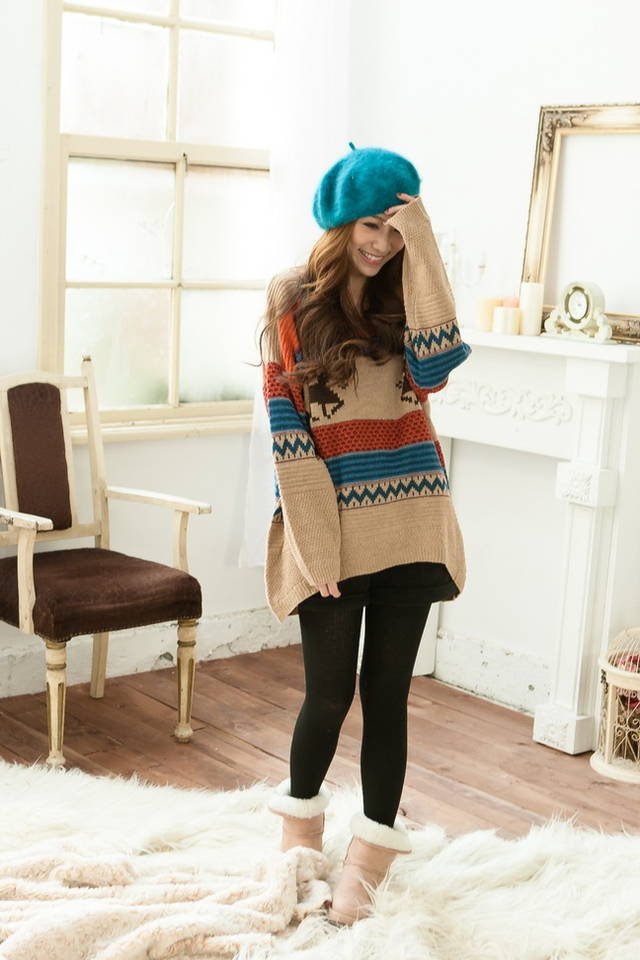 Free shipping Loose restore ancient ways lovely fawn flower round collar sweater female coat