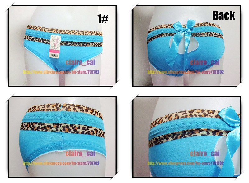 Free shipping Lot 10pcs  Leopard Solid-color simple Cute Bowknot Panty Women&Ladies Brief underwear Briefs sexy Panties 4131