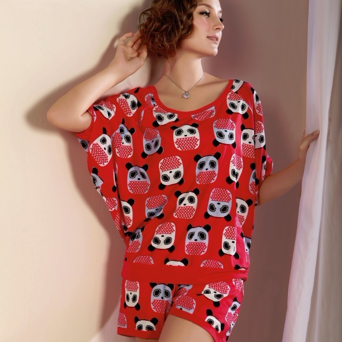 Free Shipping Lounge set short-sleeve 100% cotton sleepwear spring and summer new arrival 2156