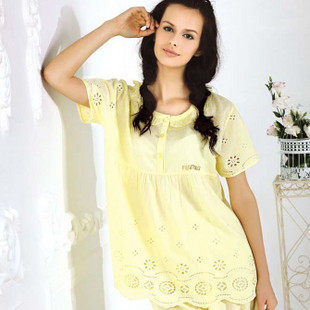 Free Shipping Lounge set  short-sleeve 100% cotton sleepwear spring and summer new arrival S2046