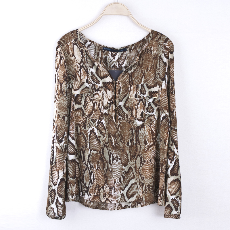 Free Shipping Love lulu's store 2012 fashion serpentine pattern print o-neck shirt female