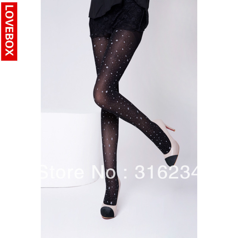 Free shipping Lovebox autumn and Spring female cute black dot rompers fashion thin stockings sexy pantyhose