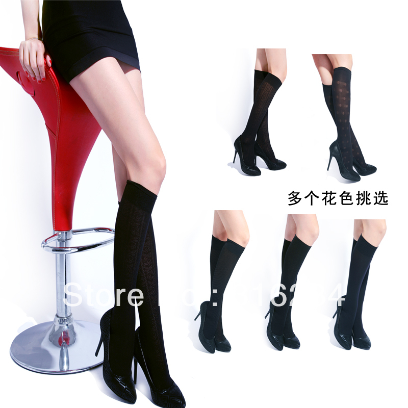 Free shipping Lovebox female black knee-high stockings 30d knee stockings