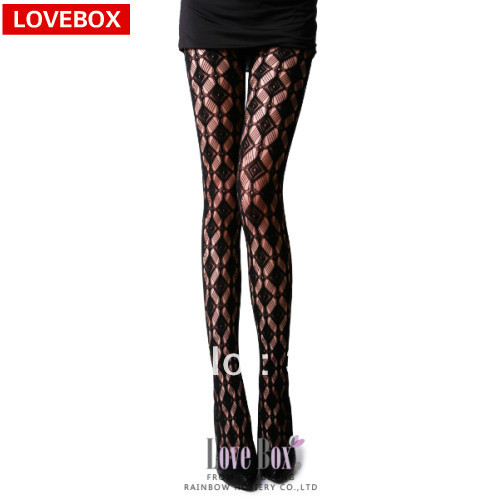 Free shipping Lovebox spring and autumn female thin fashion rompers fishnet stockings female socks