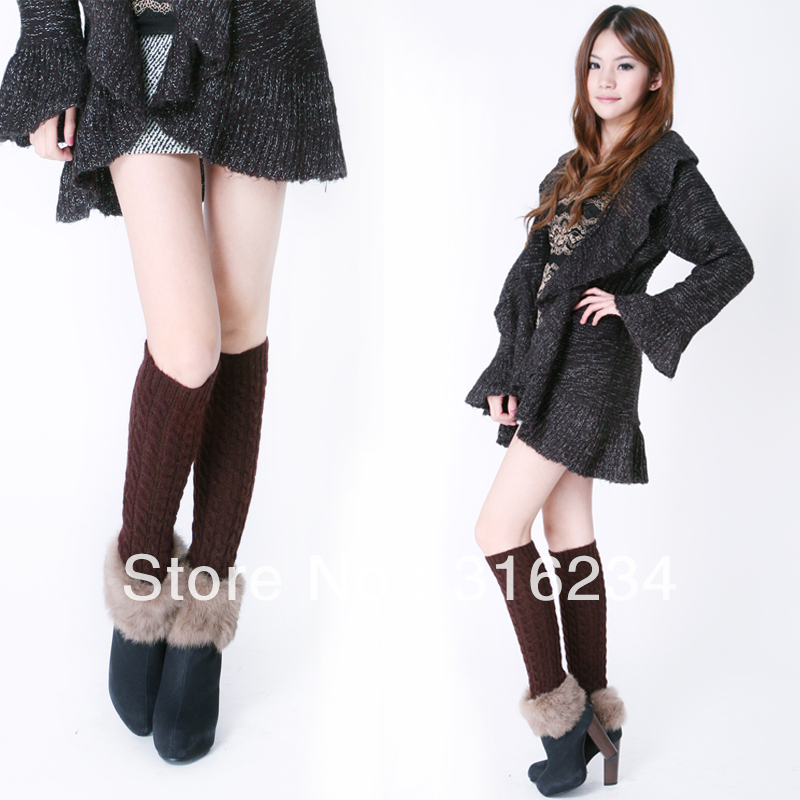 Free shipping Lovebox winter and autumn twisted bars thermal leg warmers female fashion knee socks