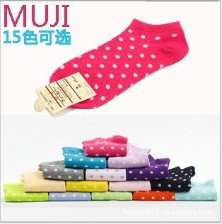 Free shipping lovely dot  of women ankle socks12 pairs Candy colors