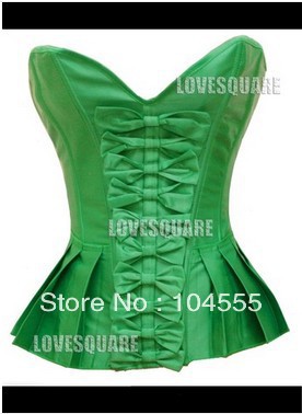 Free Shipping Lovely Lingerie Full Green Lace Up Back Boned Corset Top S-2XL