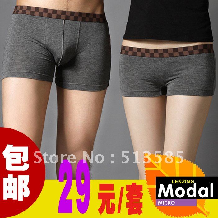 free shipping! Lovers panties modal male panties female trunk mid waist net colored sexy set underwear w