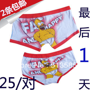 free shipping  lovers panties set male panties trunk 100% cotton lovers underwear large super man women's shorts