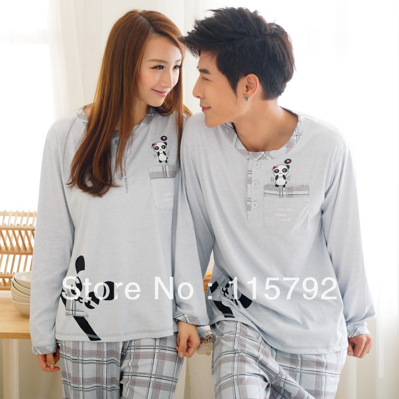 Free shipping lovers sleepwear winter cartoon mens sleep shirts discount couples pajamas